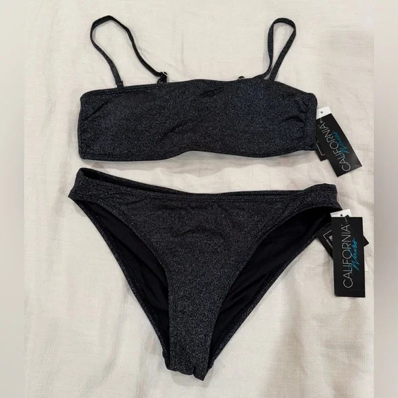 California Waves Sparkling Black Bikini NWT - Picture 1 of 7